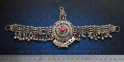 Афганская налобная повязка "Силсила" (Silsila). Афганистан (Пактия, Хост) или Западный Пакистан (Белуджистан), племена Кучи, 20-21 вв. Афганская налобная повязка "Силсила" (Silsila). Афганистан (Пактия, Хост) или З