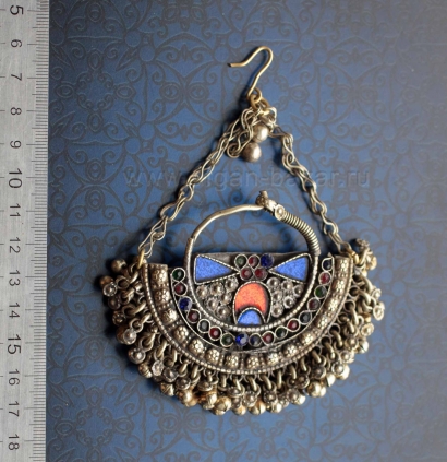 Височная подвеска без пары. Пакистан, племена Кучи (Kuchi Tribal jewelry), 20 в.