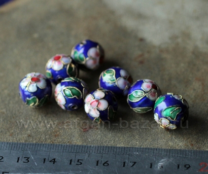 Бусина с перегородчатой эмалью. Китай, современная работа Бусина с перегородчатой эмалью. Китай, современная работа