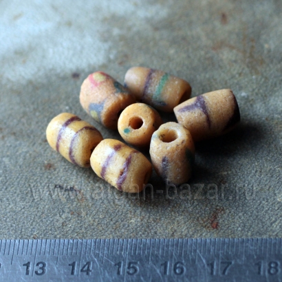Винтажные африканские стеклянные бусины Кробо - African Ghana Krobo Beads. Лот и