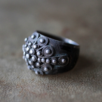 Старинный кавказский перстень с филигранью
