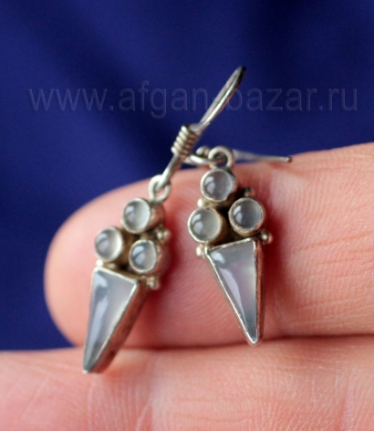 Винтажные индийские серьги с халцедоном. Индия, 20-21 вв.