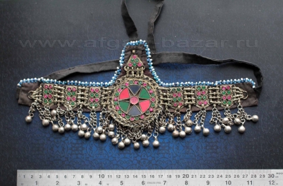 Афганская налобная повязка "Силсила" (Silsila). Афганистан (Пактия, Хост) или Западный Пакистан (Белуджистан), племена Кучи, 20-21 вв Афганская налобная повязка "Силсила" (Silsila). Афганистан (Пактия, Хост) или За