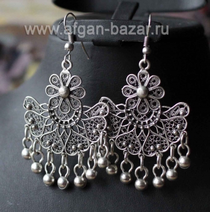 Турецкие серьги в восточном стиле -  Oriental Ottoman Style Silver plated Tribal