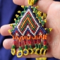 Колье из бисера с треугольной подвеской-кулоном (Kuchi Tribal Beadwork). Афганистана, племена Кучи, 20-21 вв. Колье из бисера с треугольной подвеской-кулоном (Kuchi Tribal Beadwork). Афганис