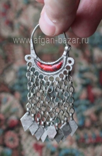 Афганская племенная серьга (без пары). Афганистан, 20-й век, племенные украшения Кучи Афганская племенная серьга (без пары). Афганистан, 20-й век, племенные украшения