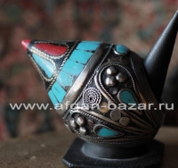 Афганский перстень в стиле Трайбл с цветной мастикой