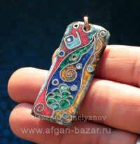 Александр Емельянов. кулон "Кипарис". Медь, горячая перегородчатая эмаль