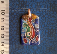 Александр Емельянов. кулон "Тюльпан". Медь, горячая перегородчатая эмаль