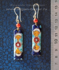 Александр Емельянов. Серьги "Солнце и Луна". Медь, горячая перегородчатая эмаль