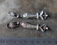 Лот из двух соединительных элементов - коннекторов в виде рыбы, части колье. Афг