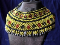 Колье из бисера с металлическими бубенчиками (Kuchi Tribal Beadwork). Афганистан