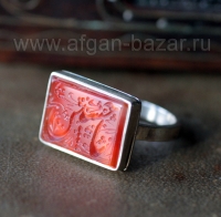 Иранский мужской перстень с сердоликом и каллиграфической надписью - шиитским зи