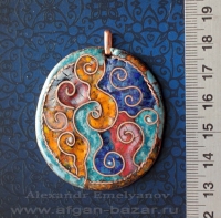 Александр Емельянов. кулон "Спирали". Медь, горячая перегородчатая эмаль