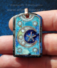 Александр Емельянов. кулон "Луна". Медь, горячая перегородчатая эмаль