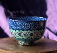 Чашка-пиала в технике традиционной иранской горячей расписной эмали "Мина" или "