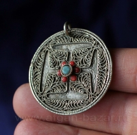 Винтажная непальская подвеска-мандала с филигранью. Непал, 20 в.