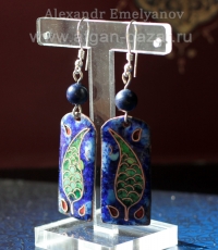 Александр Емельянов. Серьги "Кипарис". Медь, горячая перегородчатая эмаль