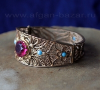 Винтажный афганский браслет тонкой филигранной работы. Северный Афганистан, узбе