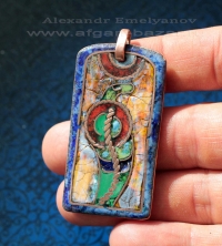 Александр Емельянов. Кулон "Кобра Уаджет". Медь, горячая перегородчатая эмаль