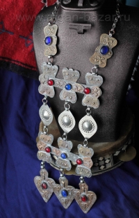 Туркменское винтажное свадебное колье с подвесками Асык. Туркмения или Северный 