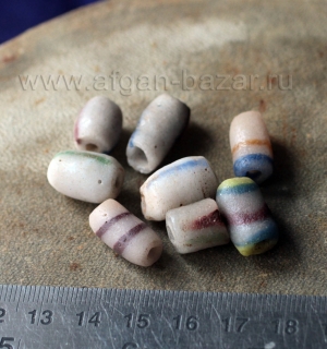 Винтажные африканские стеклянные бусины Кробо - African Ghana Krobo Beads. Лот и