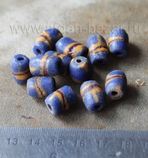 Африканские стеклянные бусины Кробо - African Ghana Krobo Beads. Лот из двенадца