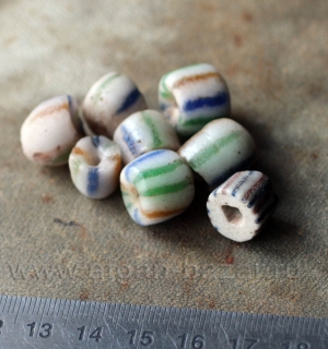 Винтажные африканские стеклянные бусины Кробо - African Ghana Krobo Beads. Лот и