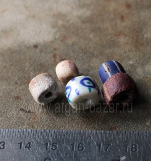 Винтажные африканские стеклянные бусины Кробо - African Ghana Krobo Beads. Лот и