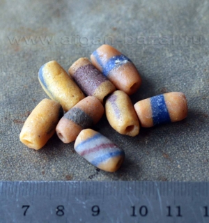 Африканские стеклянные бусины Кробо - African Ghana Krobo Beads. Лот из восьми б