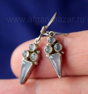 Винтажные индийские серьги с халцедоном. Индия, 20-21 вв.