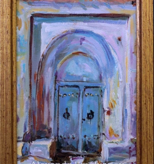 Александр Емельянов. Дверь старого дома (Иран). Холст на картоне, масло