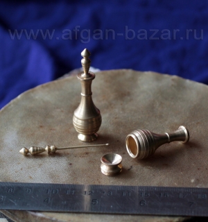 Латунный флакон для сурьмы (Кхоль, - традиционное косметическое средство на Ближ
