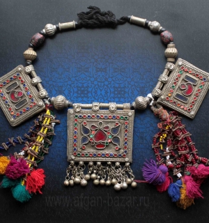 Старое кашмирское племенное колье с амулетами Тавиз (Tribal Kuchi Jewelry). Паки