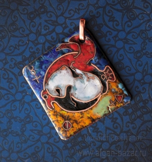 Кулон с алхимической символикой, изображением крылатой и бескрылой птицы. Автор 