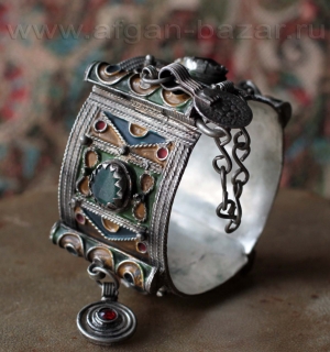 Винтажный марокканский браслет с холодной эмалью. Марокко, Анти-Атлас (Тизнит-Та