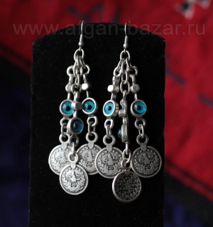 Серьги в османском стиле с имитациями старинных турецких монеток и амулетами от 
