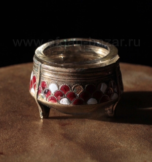 Винтажная солонка с горячей эмалью. СССР, 1970-е