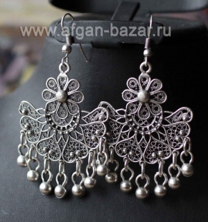 Турецкие серьги в восточном стиле -  Oriental Ottoman Style Silver plated Tribal