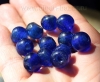 Бусины ручной работы из синего прозрачного стекла