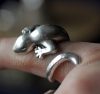 Кольцо из посеребренной латуни в виде ящерицы